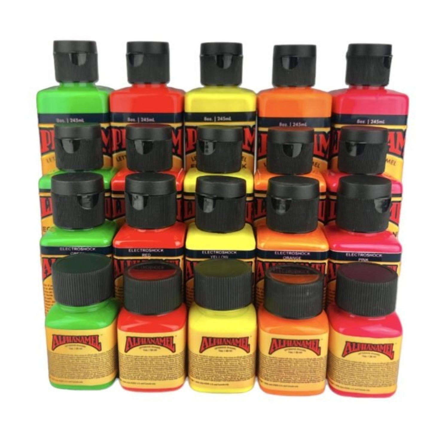 Alphanamel Electroshock FLURO PACK. 1oz, 2.5oz, 5oz, 8oz