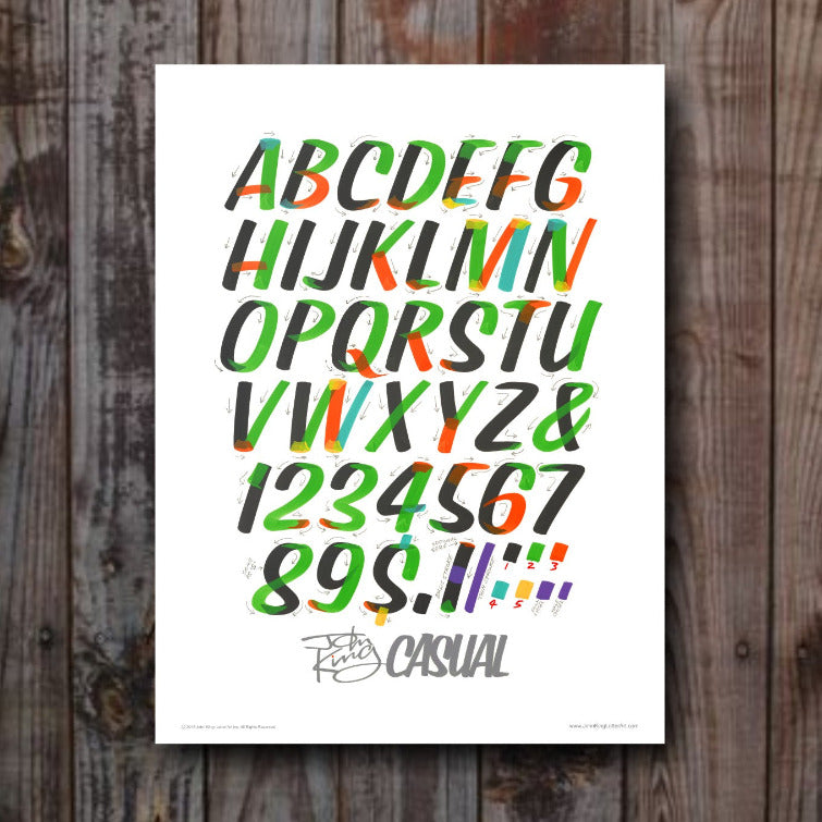 Casual Brush Stroke Tutorial Poster 18" x24" - John King Letter Art