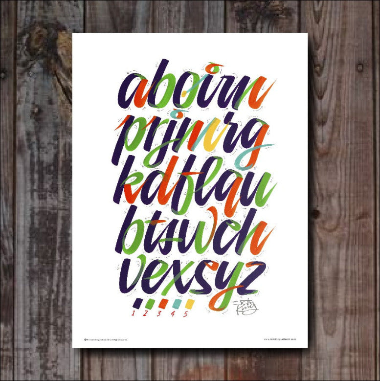 Script Brush Stroke Tutorial Poster 18"x24" - John King Letter Art