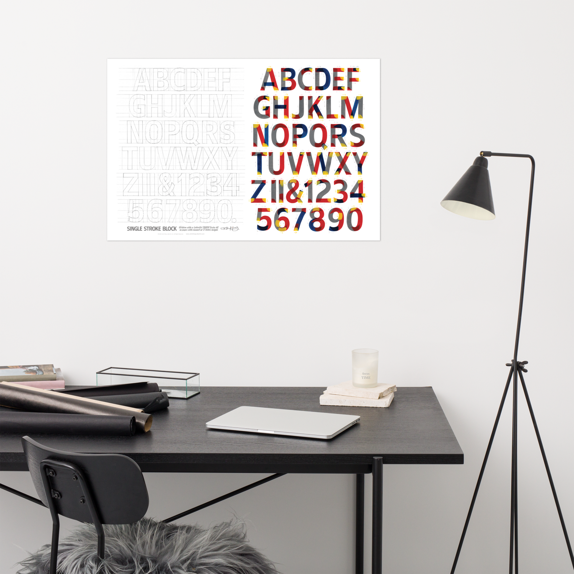 Single Stroke Block Lettering Practice Poster 36