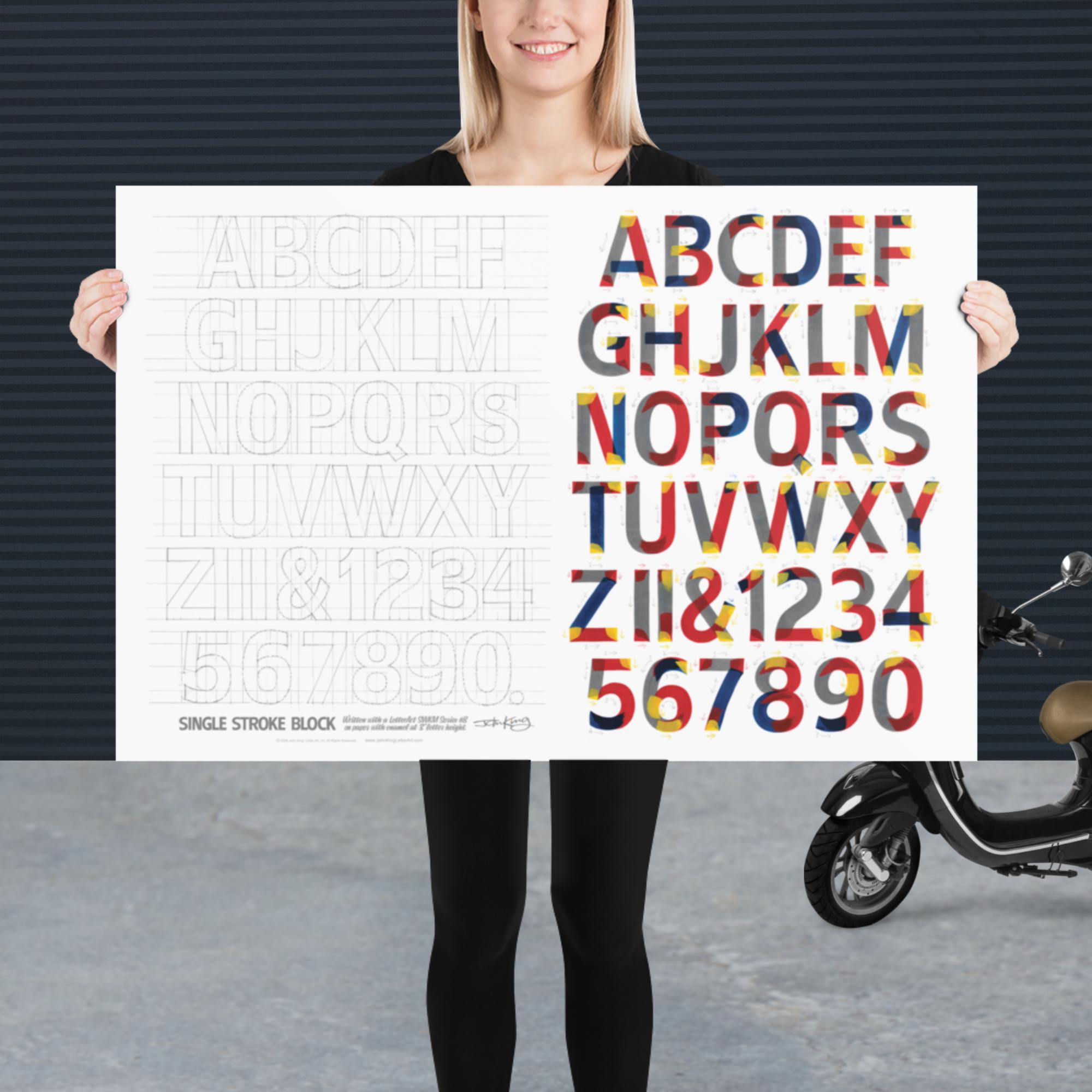Single Stroke Block Lettering Practice Poster 36