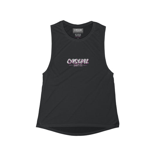 Ladies' Flowy Scoop Muscle Tank - John King Letter Art
