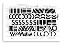 Signwriter's Brush Stroke Chart. Bond Paper B&W. 36"x24" - John King Letter Art