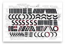 Signwriter's Brush Stroke Chart. Bond Paper Color. 36"x24" - John King Letter Art