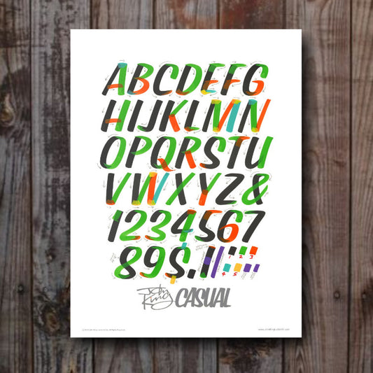 Casual Brush Stroke Tutorial Poster 18" x24" - John King Letter Art