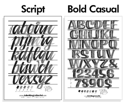 Casual Lettering Paper Practice Sheets Black & White 20"x 29"