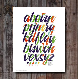 Script Brush Stroke Tutorial Poster 16"x20" - John King Letter Art