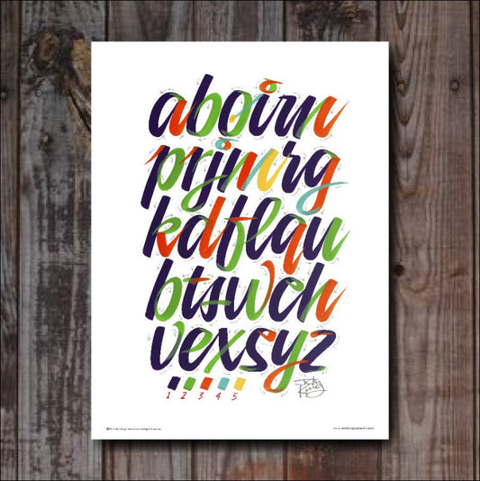 Script Brush Stroke Tutorial Poster 18"x24" - John King Letter Art