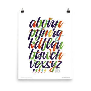 Script Brush Stroke Tutorial Poster 16"x20" - John King Letter Art