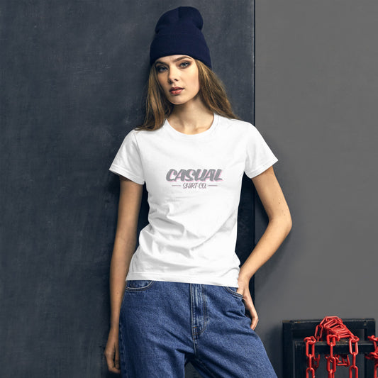 Ladies White Casual T-Shirt - John King Letter Art