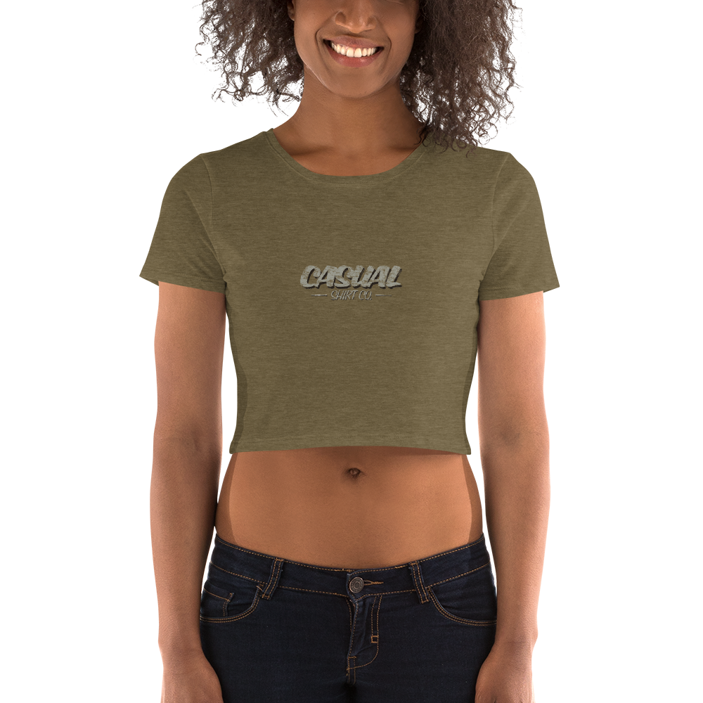 Women’s Crop Tee Olive - John King Letter Art