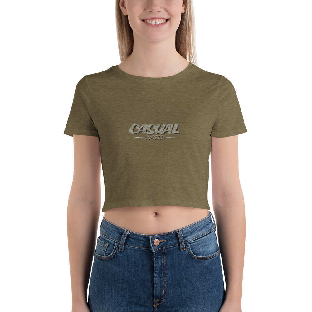 Women’s Crop Tee Olive - John King Letter Art